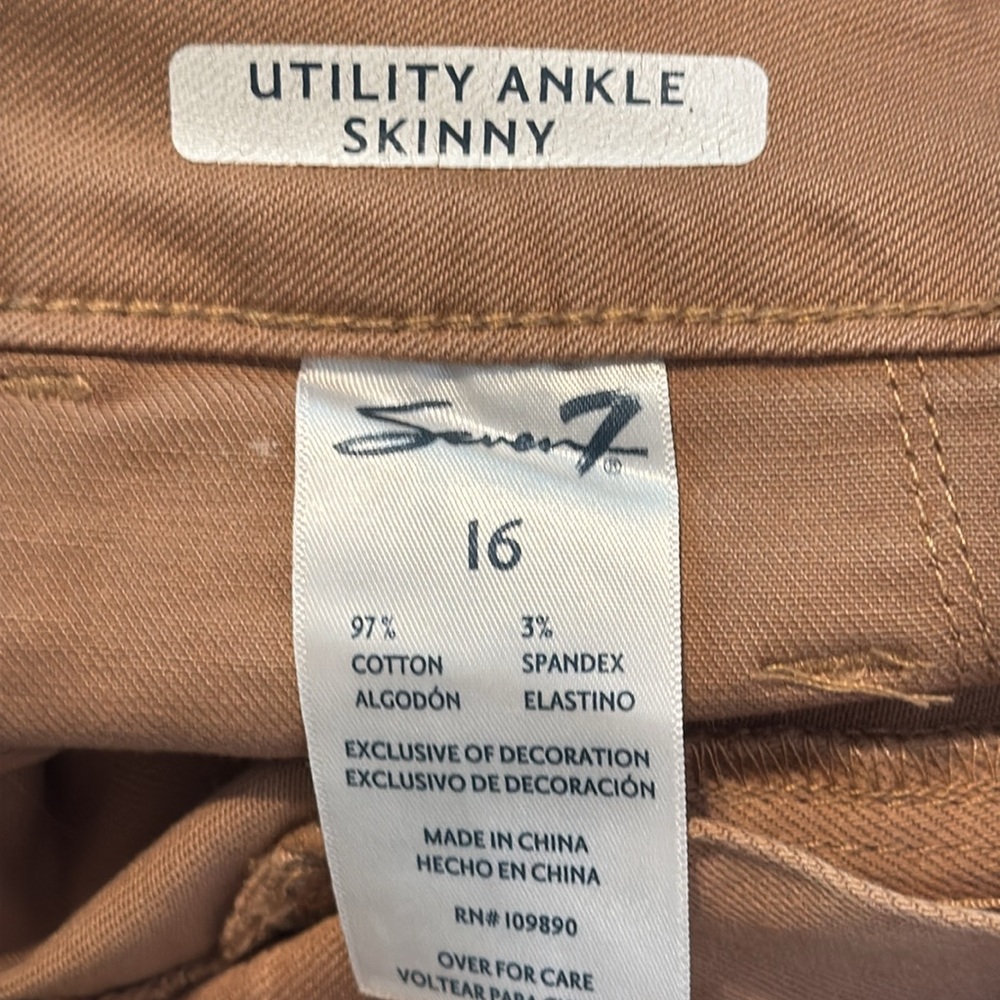 NWOT, Seven7 Utility Brown Skinny Jeans, size 16 - Picture 9 of 9